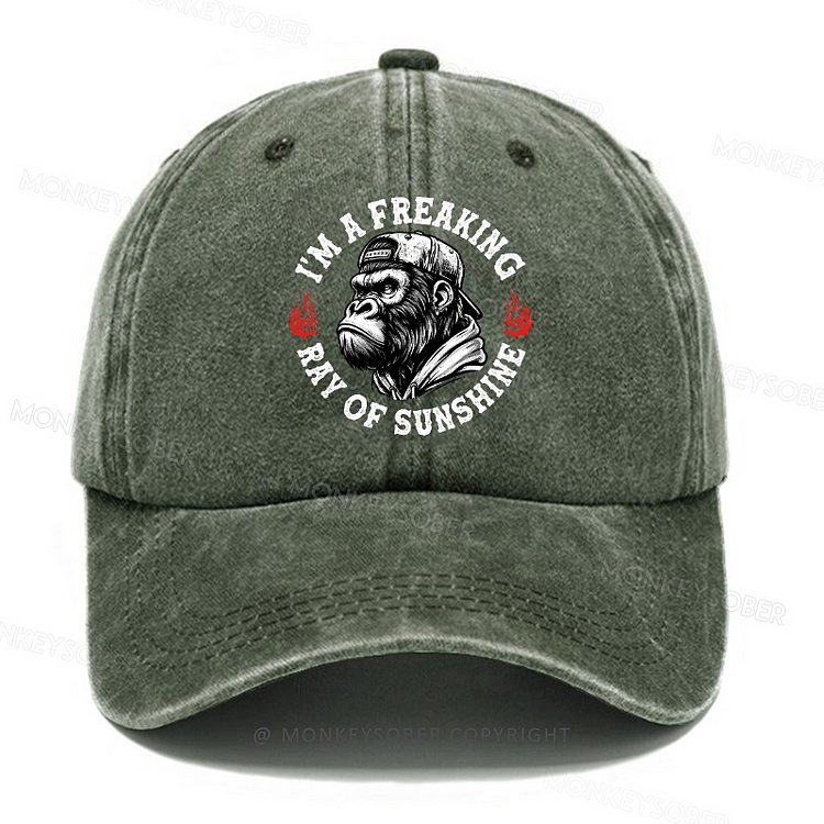 Personalized " I'm A Freaking Ray Of Sunshine" Custom Washed Baseball Caps