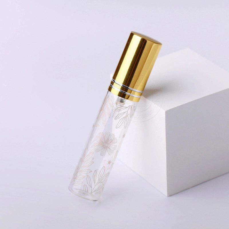 10ml Printed Leaf Spray Bottle Printed Glass Perfume Bottle With Logo Sub-bottling Portable Small Sample Bottle