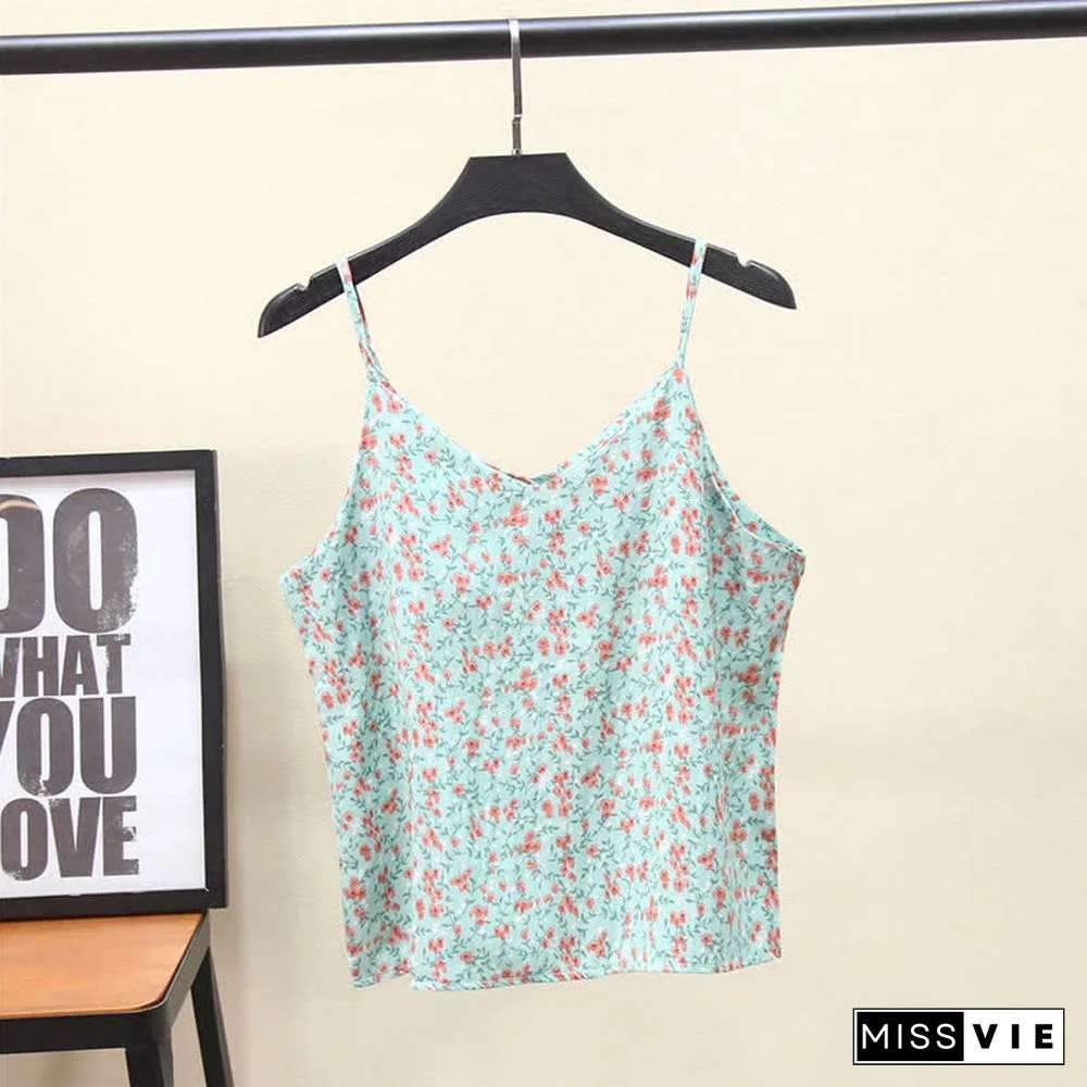 Floral Print Chiffon V-neck Cami Top Workwear