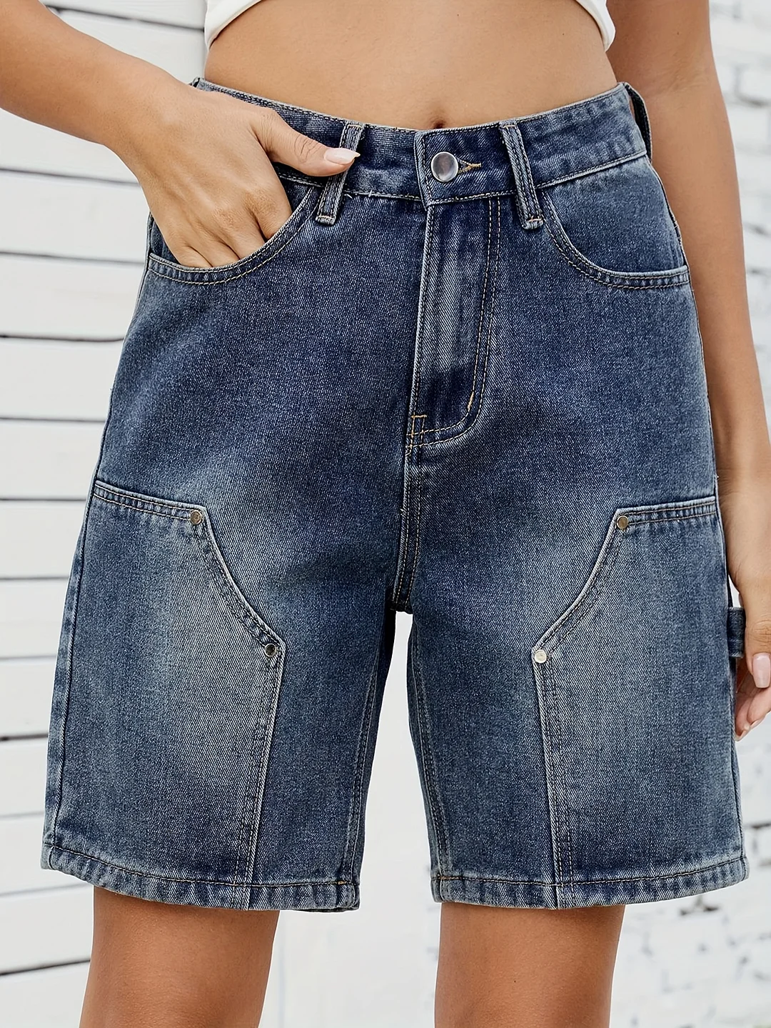 Women's Y2k A-Line High Waist Denim Shorts - Lightweight Distressed Raw Hem Jean Shorts, Preppy Girly Casual Summer Outfits For Campus & Dating, High Waisted Shorts, Dating Outfit, Comfortable Fit, College, Durable Material, Fashion Lover | IFYHOME