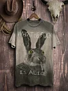 Funny Cute Bunny Smoking Print Casual Short Sleeve T-Shirt