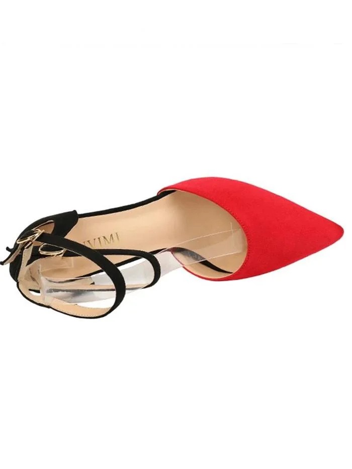 Color Block Stiletto Heel Suede Sandals