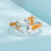 Corgi Enamel Finger Ring s925 Sterling Silver 
