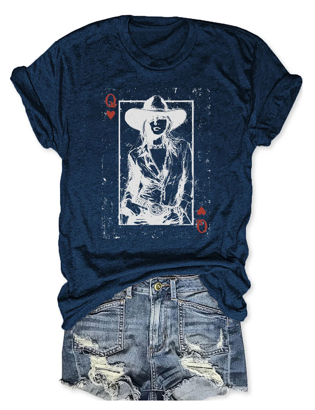 Cowgirl Queen Of Hearts Card T-shirt