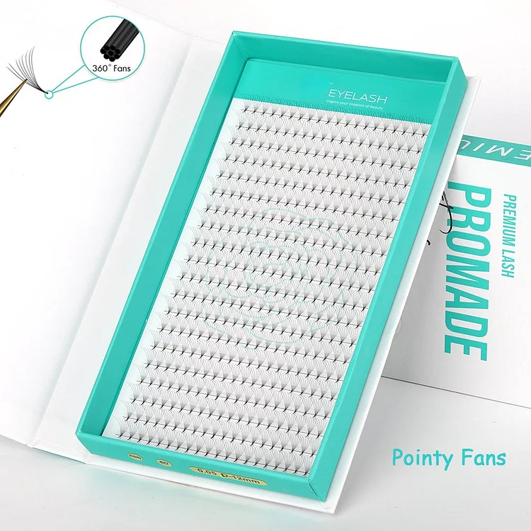 Natural Black Pointy Base Premade Volume Fans Lash Extensions &ndash; 3D / 6D / 12D, 12 Rows Tray
