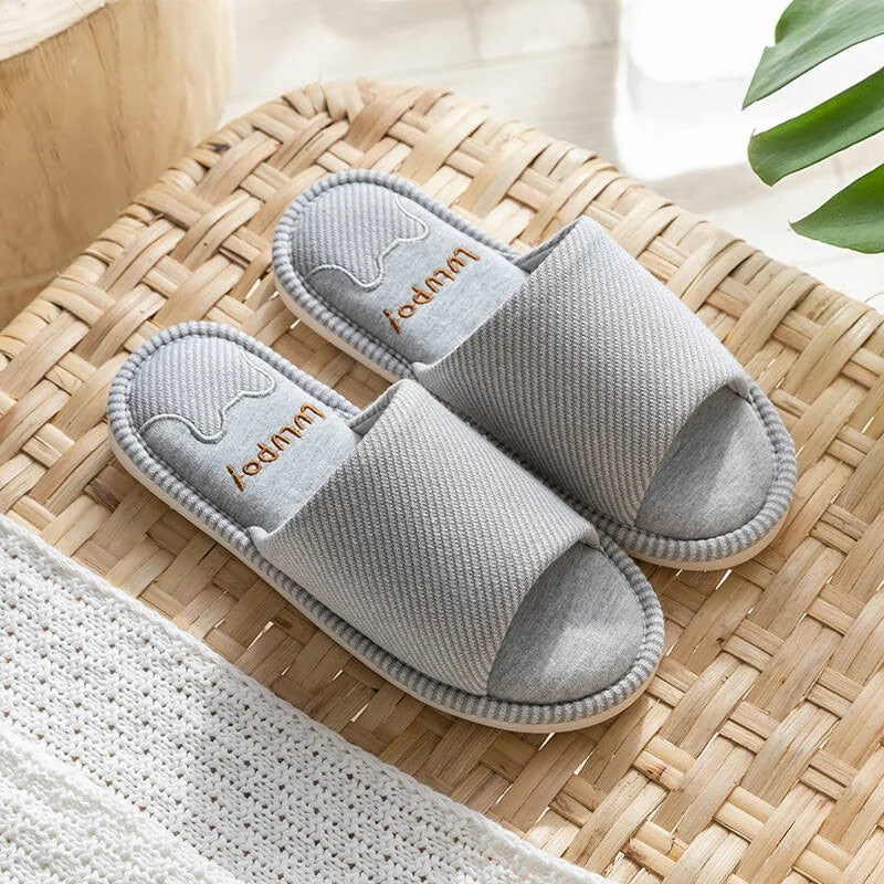 Spring And Autumn Household Linen Slippers Women Indoor Couple Anti-slip Breathable Home Winter Slipper Men's Cotton Shoes