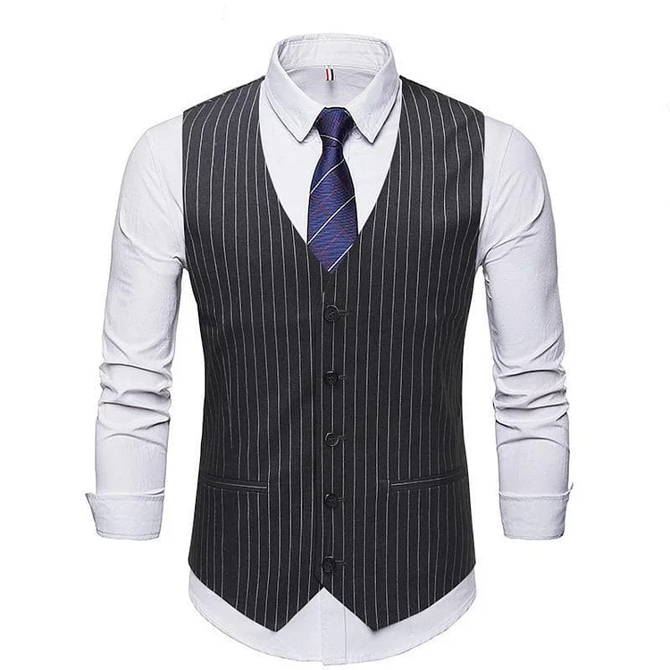 Dark Academia Business Suit Vest Blazer V-Neck Slim Fit DK085