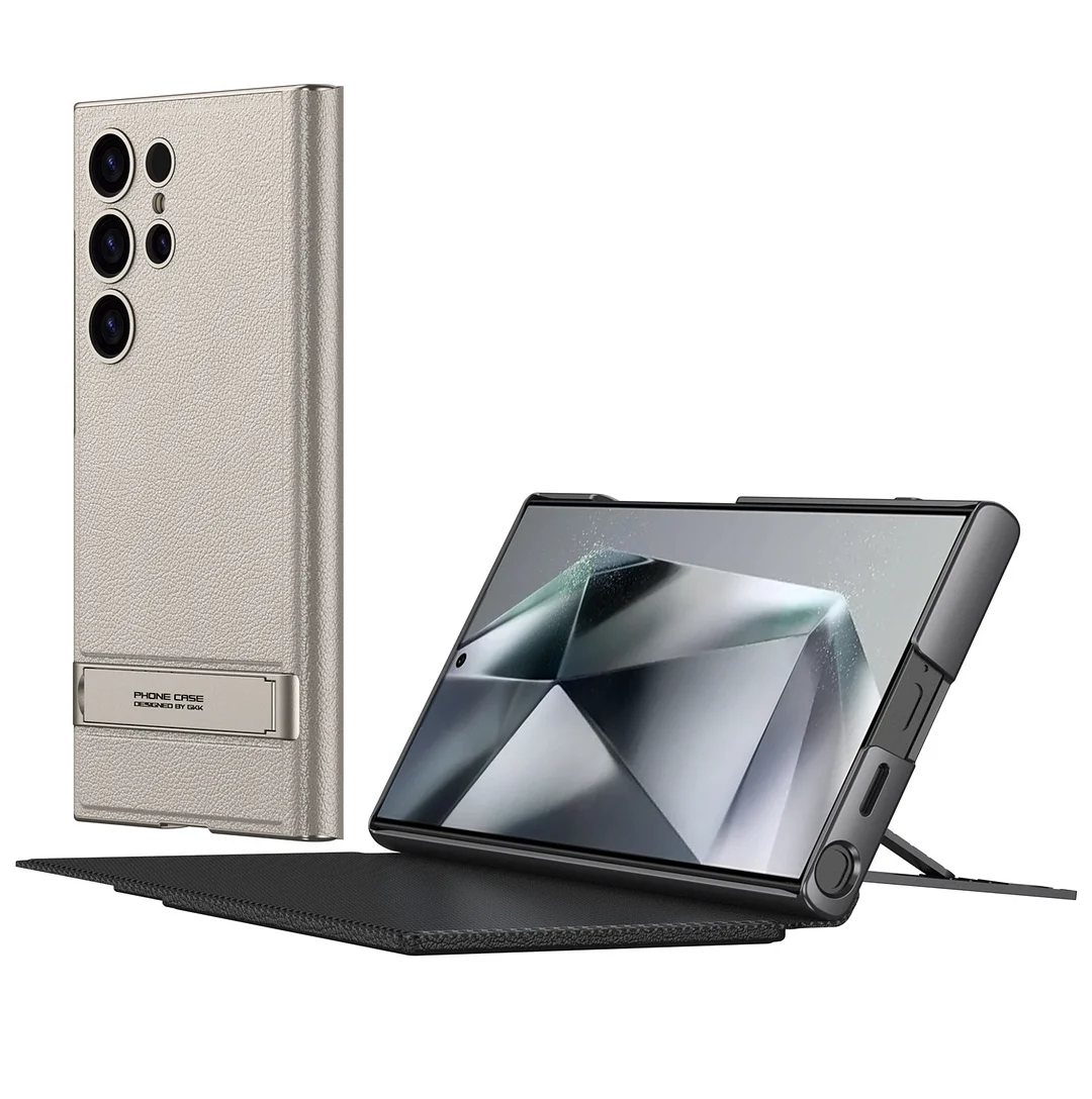 Samsung S Series Folding Stand Carbon Fiber Fine Pore Leather Phone Case