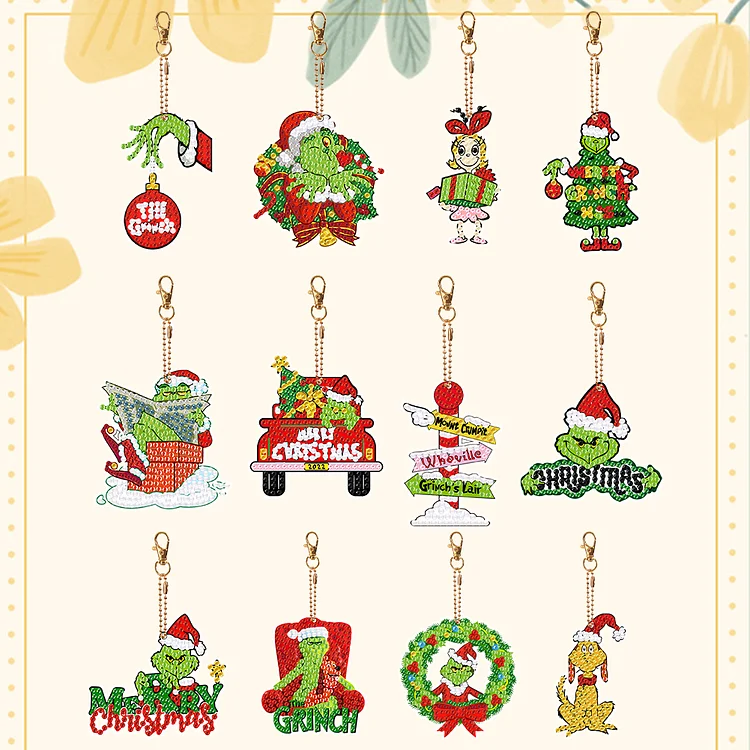 Cute Grinch Doll Pendant Keyrings The Grinch Christmas Figure Keychain for  Backpack Car Key Accessories Festival Gift for Friend