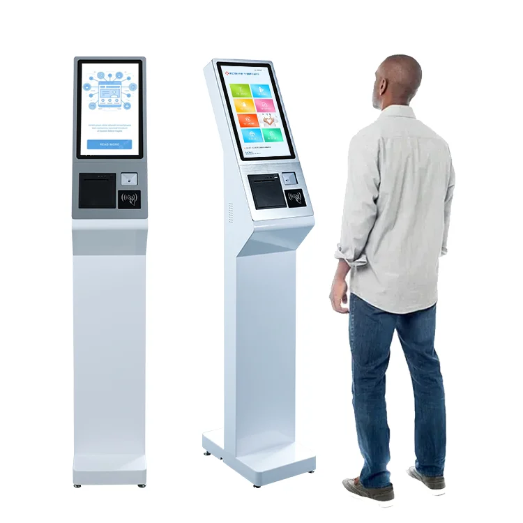 High quality 15.6 inch android book shop RFID self service library payment kiosk with printer and scanner