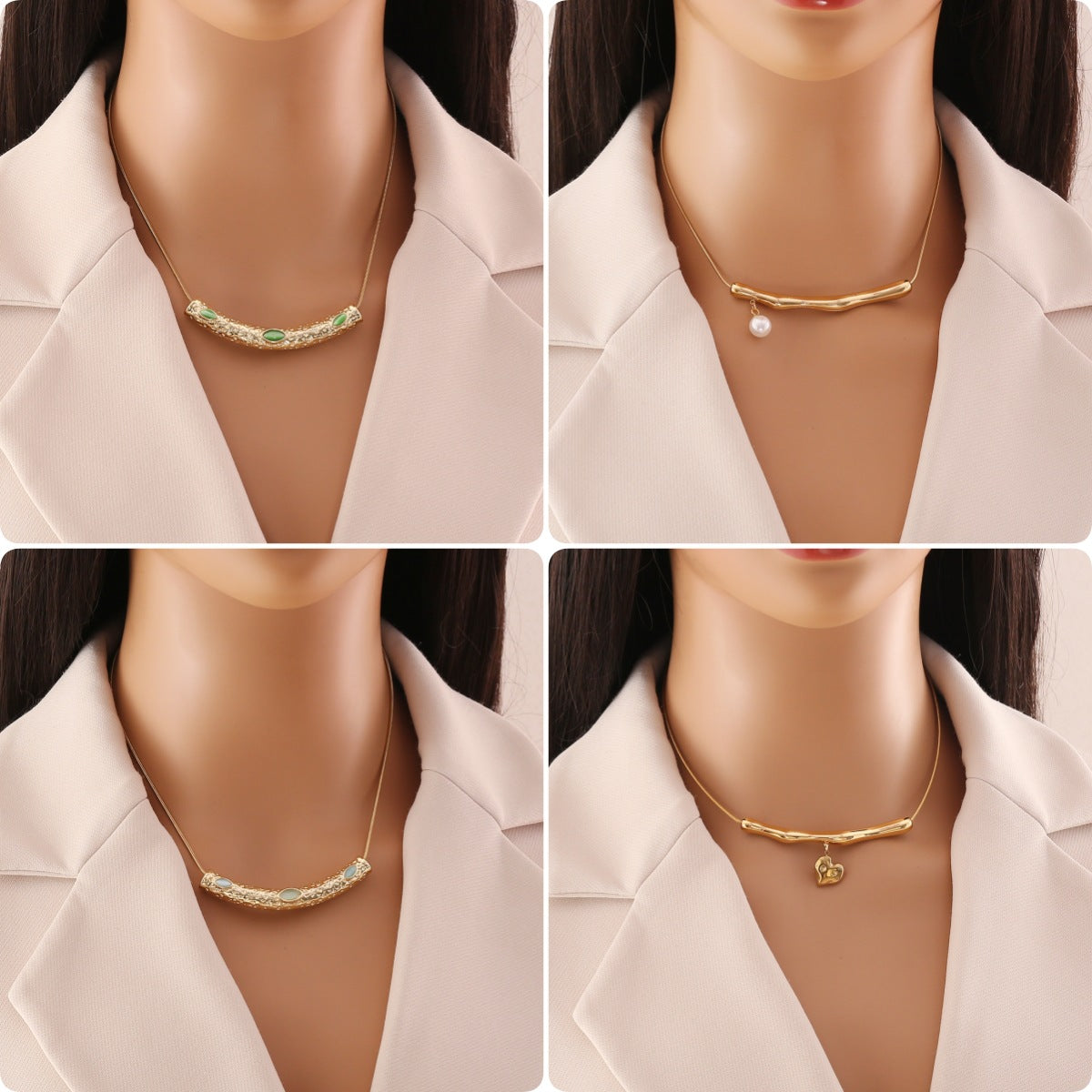 Expressive Stripe Geometric Stainless Steel Electroplating Necklaces