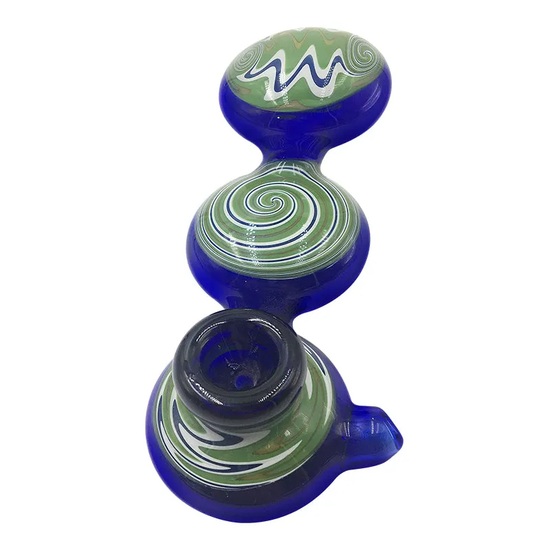 Three Layers Circular Green Colored Platform Glass Hand Pipe