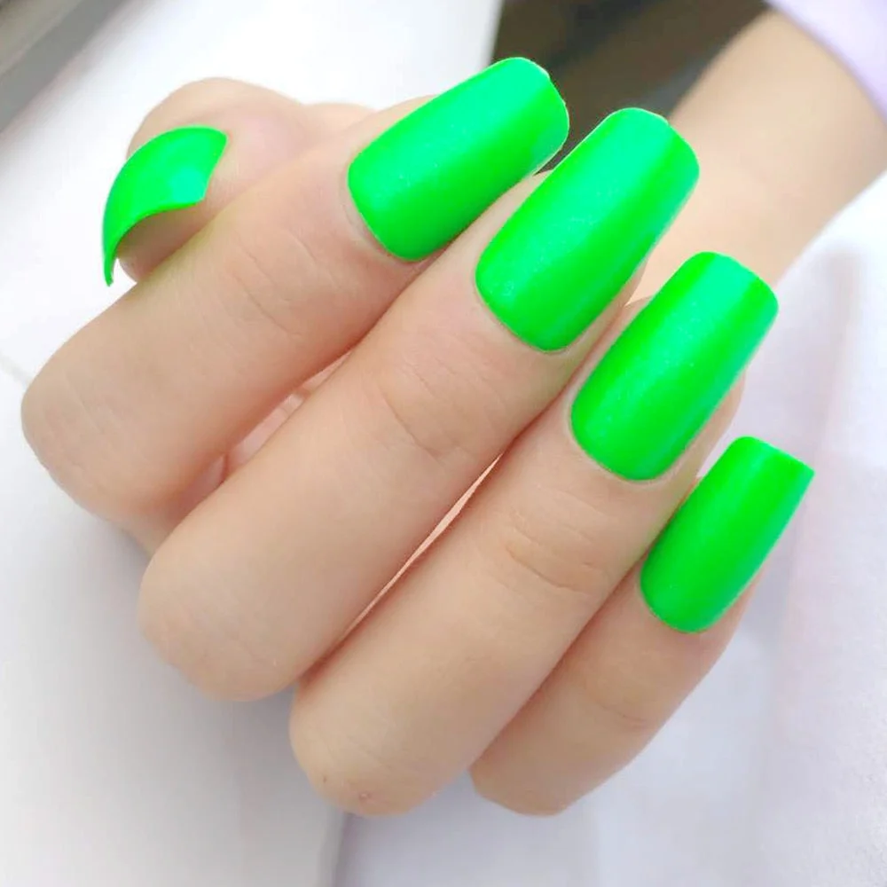 24Pcs Shiny Natural Nude Long Fake Nails Flat Artificial False Nails For Design DIY Press On Finger Tips Manicure Tool-Nail Inspo