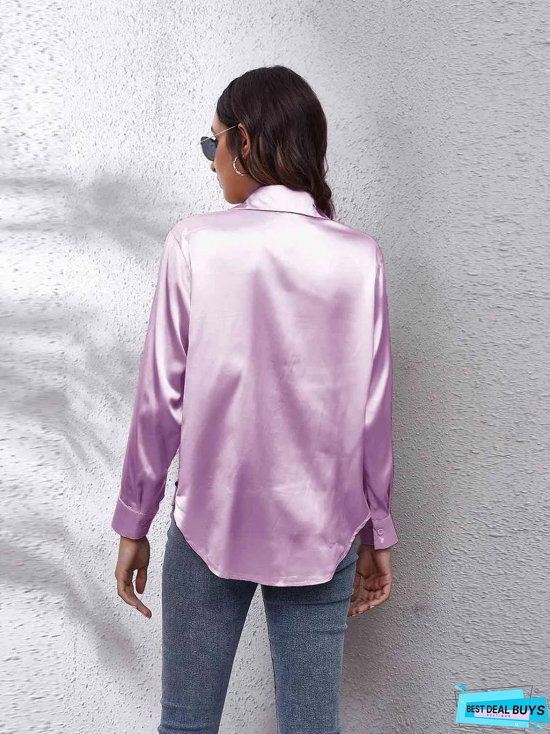 Collared Neck Buttoned Long Sleeve Shirt