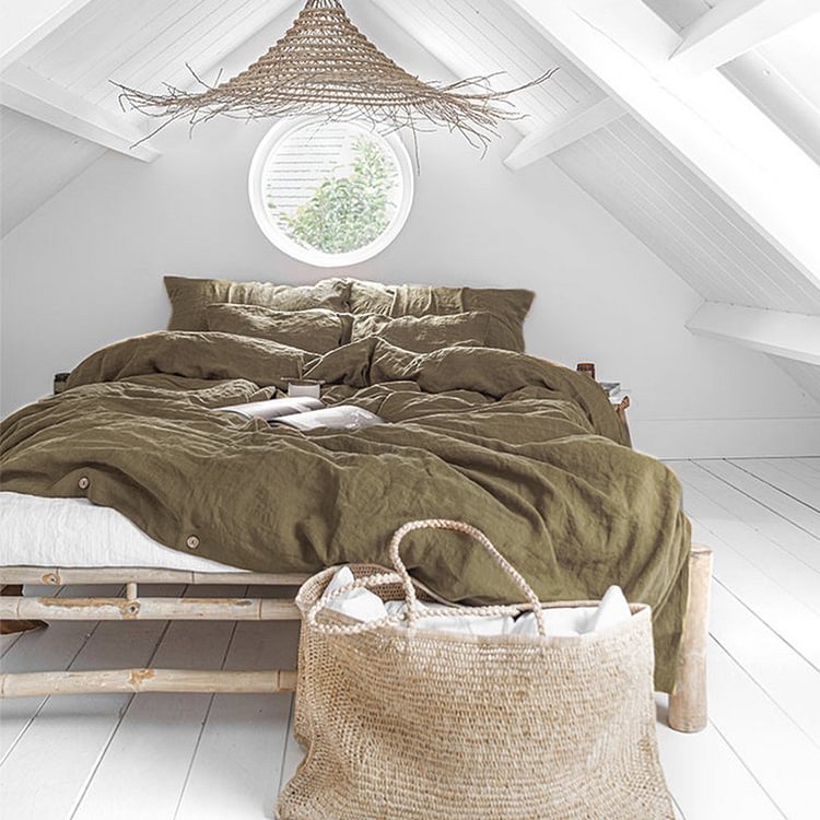Taupe 100% Flax Linen Duvet Cover-ChouChouHome