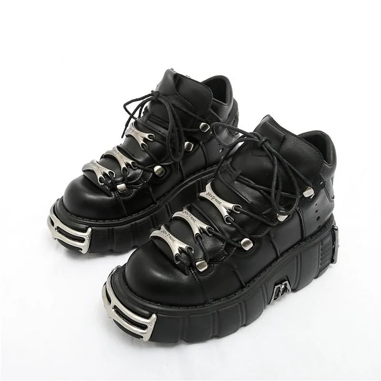 Metallic Decoration Creeper Thick Sole High Top Small Leather Shoes shopify Stunahome.com