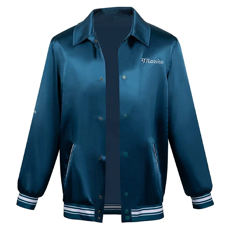 Horror MaXXXine (2024) Maxine Blue Coat Jacket Outfits Cosplay Costume Halloween Carnival Suit