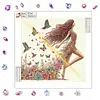 Floral Butterfly Walking Special Shaped 5D DIY Partial Drill Diamond Painting Kits 30x30cm Diamond Art Kit for Adults Home Decor
