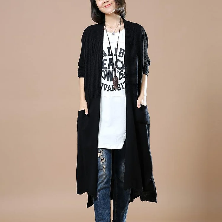 Black long knit cardigans plus size coats