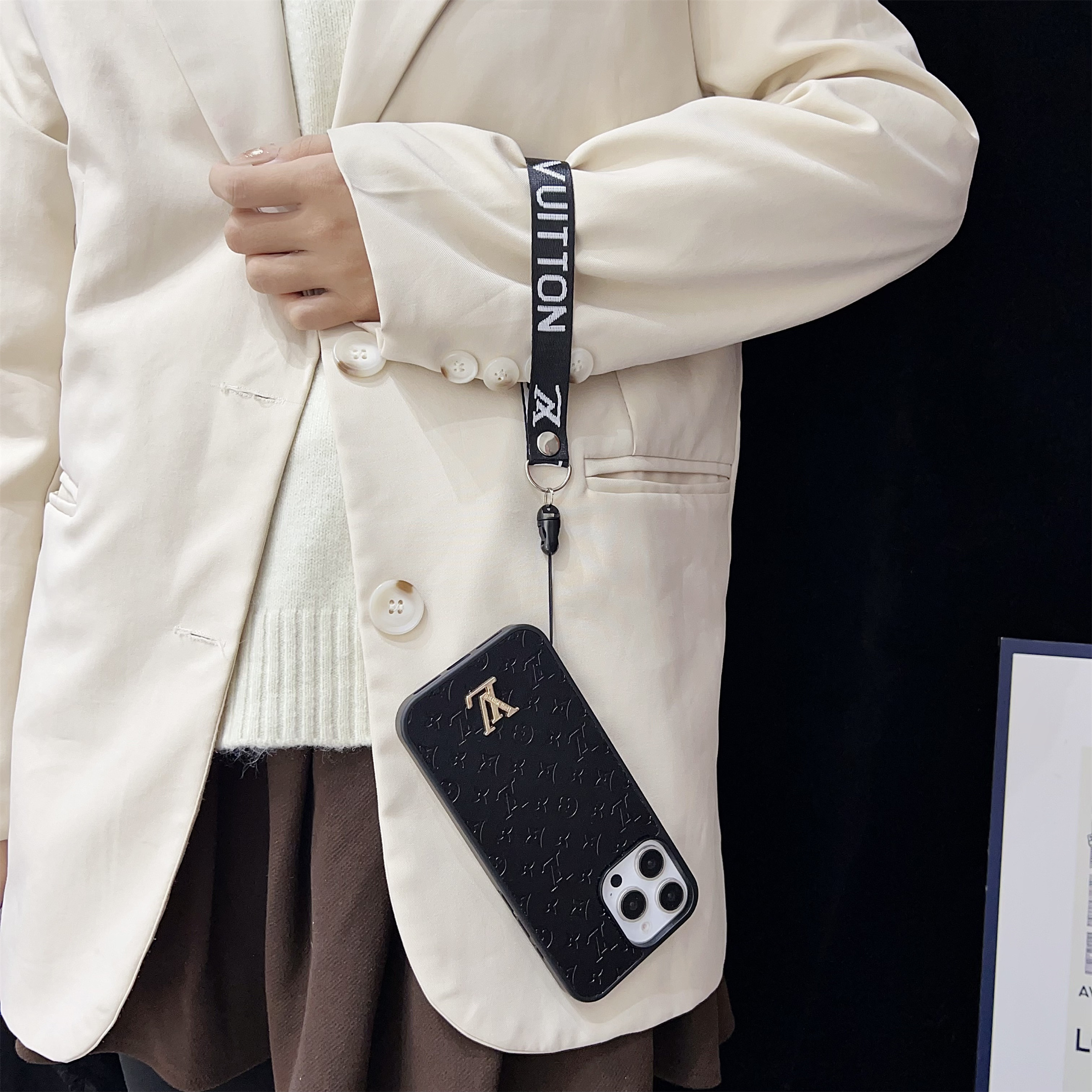 LV Elegant Bracelet Monogram 3D Embossed Soft-touch Leather Apple iPhone Case Samsung Galaxy Cover