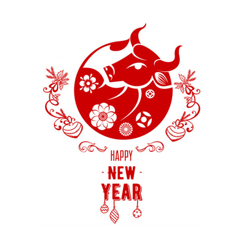

Happy New Year Pattern Wall Stickers Refrigerator Stickers New Year Decor, 501 Original