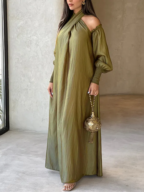 Solid Color Long Sleeve Loose Dress