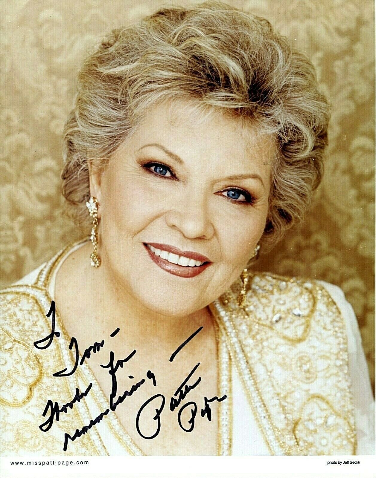 PATTI PAGE Autographed Inscribed 8X10 Color card PC 2525