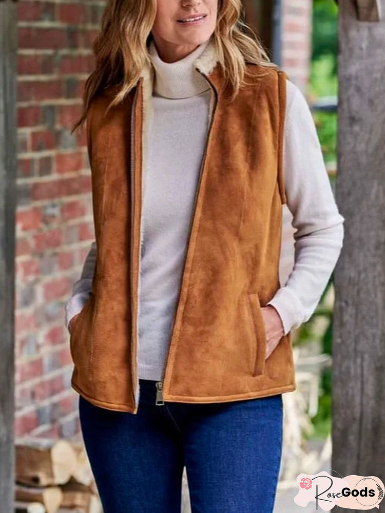 Stand Collar Suede Boho Jacket