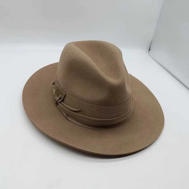 Flat brim imitation wool felt hat