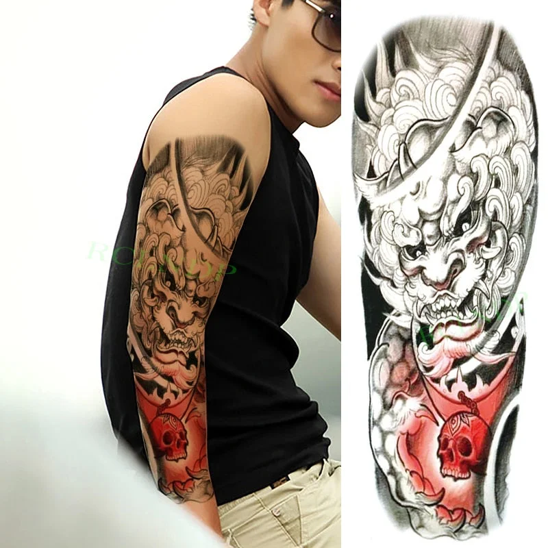 Waterproof Temporary Tattoo Sticker Anubis Ancient Egypt Dog Roma Clock Eye Full Arm Fake Tatto Flash Tatoo Sleeve for Men Women