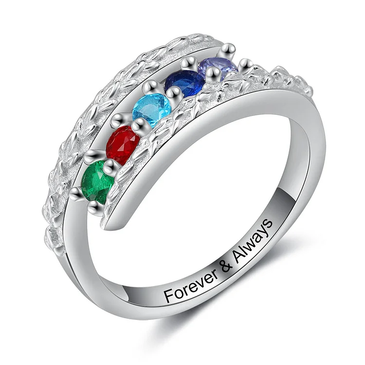 Personalized Family Ring Custom 5 Birthstones Ring Gifts for Mother