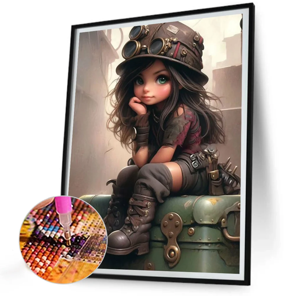 Diamond Painting - Full Round Drill - Sweet Cool Girl(Canvas|30*40cm)