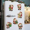 6PCS Santa Claus DIY Pearl Diamond Painting Christmas Fridge Magnets, Sparkling Rhinestone Refrigerator Magnet Craft Kit for Home Decor & Gifts