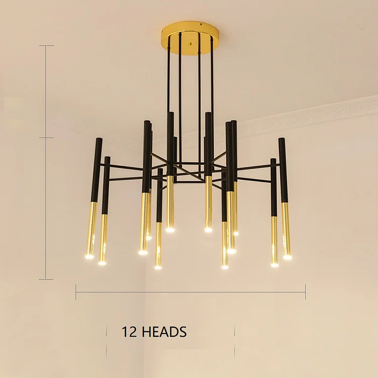 Modern Illuminated Metal Tubular Chandelier Vjlight