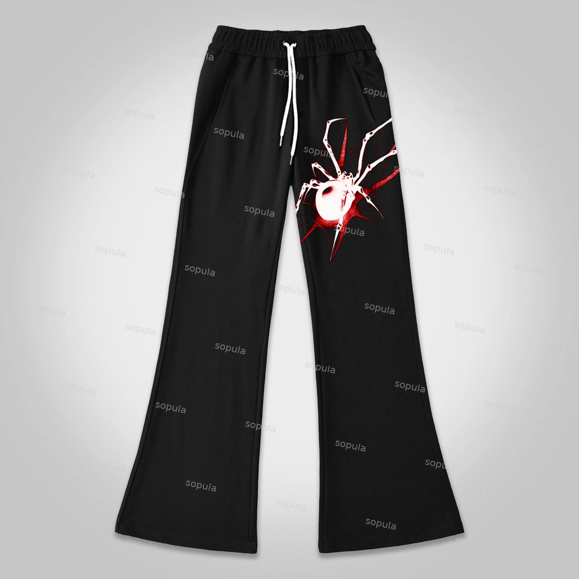 Sopula Vintage Spider Graphics Print Flared Sweatpants - SOPULA