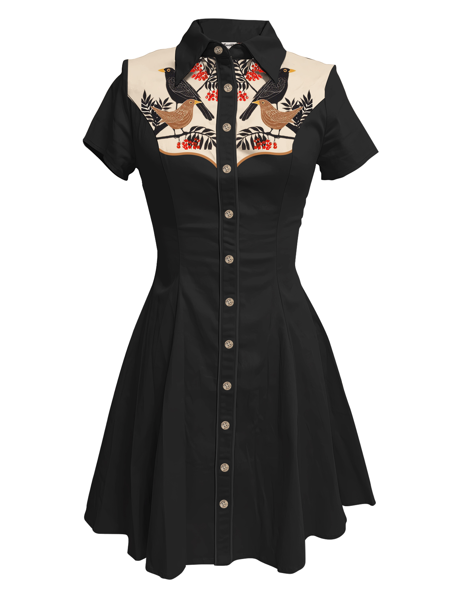 Elegant Birds and Flowers - 100% Cotton Dress