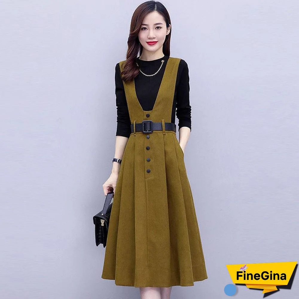 Fashion Chain T-shirt+Strip Dress P11526