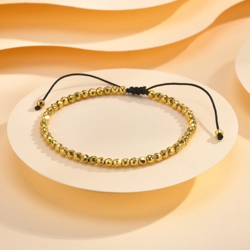 IG Style Geometric 18K Gold Plated Rope Haematite Bracelets Drawstring Bracelets