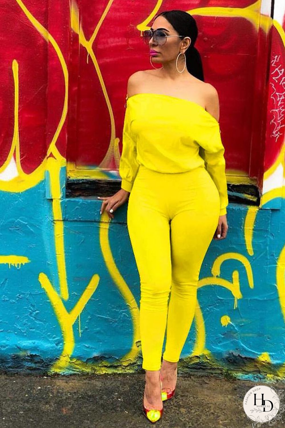 Blue Casual zipper Solid Polyester Long Sleeve one word collar Jumpsuits