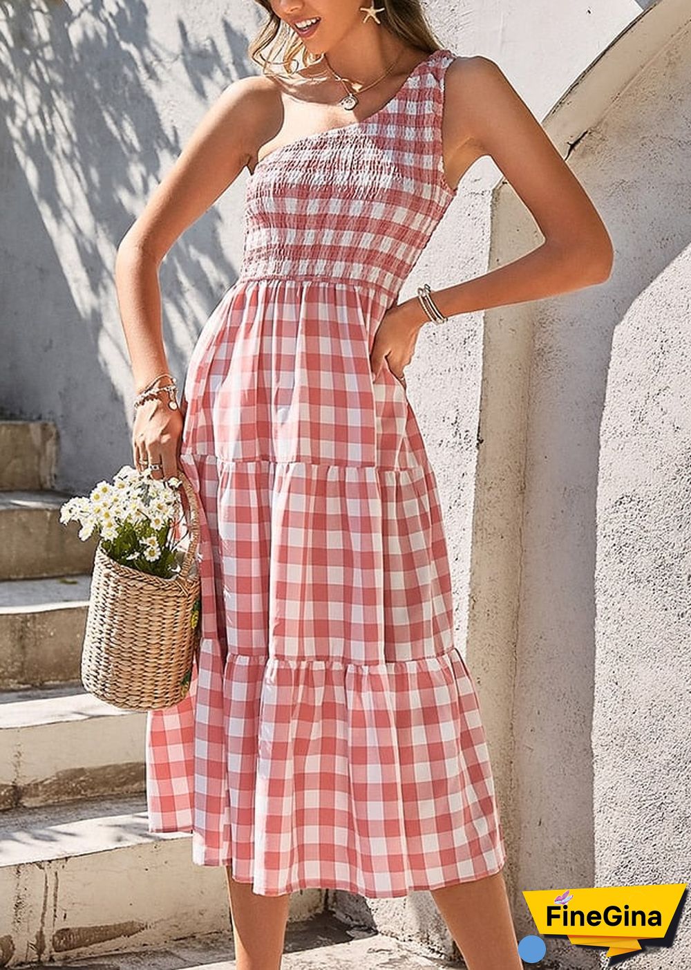 Casual Boho Plaid Maxi Dress Emilia