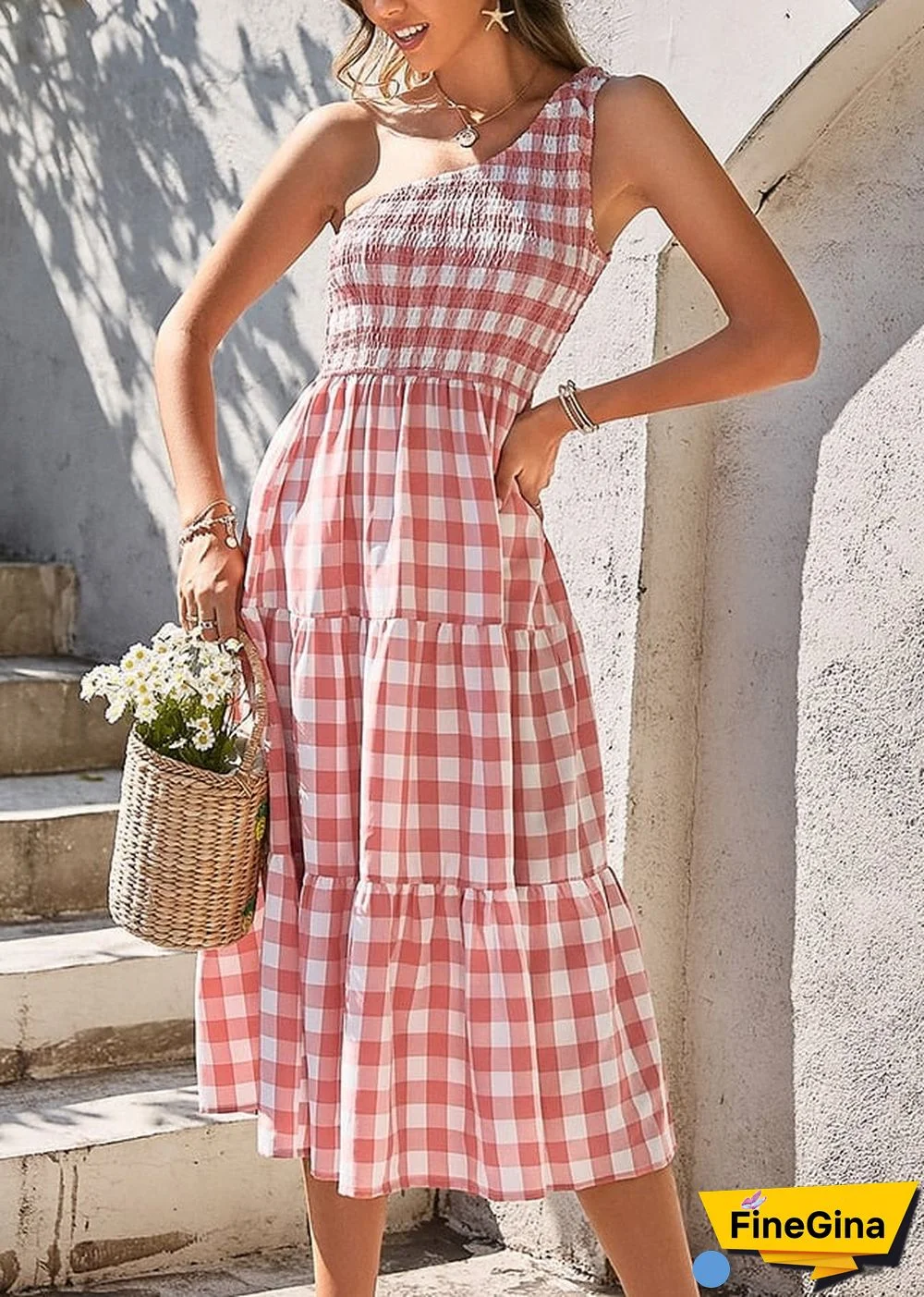 Casual Boho Plaid Maxi Dress Emilia