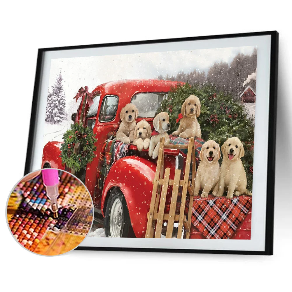Diamond Painting - Full Round Drill - Christmas Dog