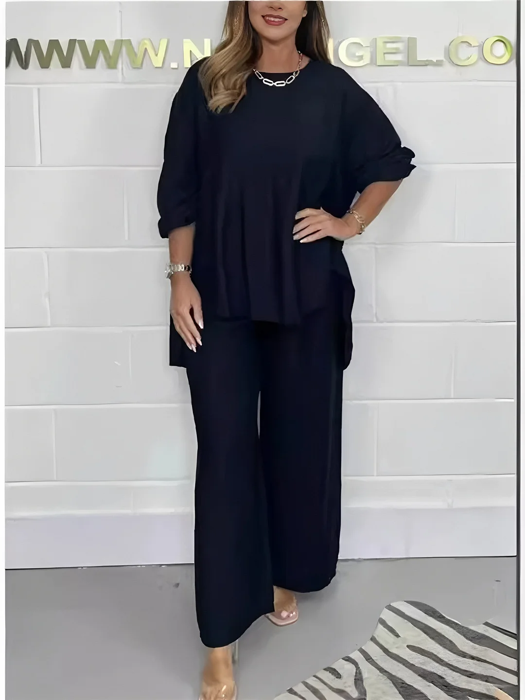 Athvotar Athvotar And Autumn 2025 New Wide Legs Trousers Casual Fashion Loose Top Size Two Sets