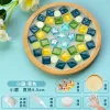 DIY Glass Mosaic Tiles Handmade Mixed Color Mosaic Kits with Wooden Coaster Kits
