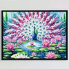 Paon étang de lotus - peinture diamant de forme spéciale - 40*30cm