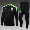 2025 Brazil Long Zipped Jacket Black Jersey 1:1 Thai Quality Set