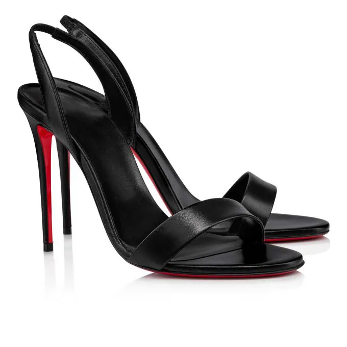 65mm/100mm Open Toe Elastic Heel Strap Pumps Matte Sandals Red Soles-vocosishoes