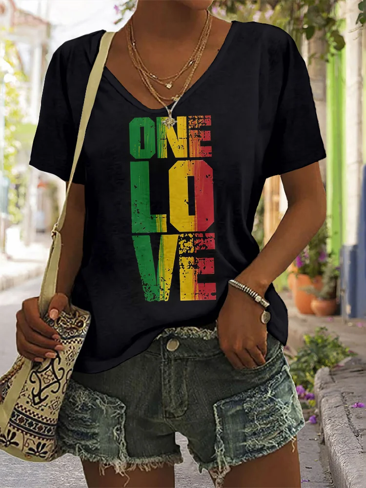 Juneteenth One Love Letters Printed T-Shirt