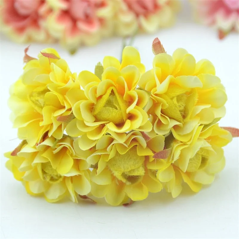 6pcs 4cm Silk Rose Artificial Poppy Flower Bouquet For Wedding Party Decoration Scrapbooking DIY Handmade Wreath Fake Flowers