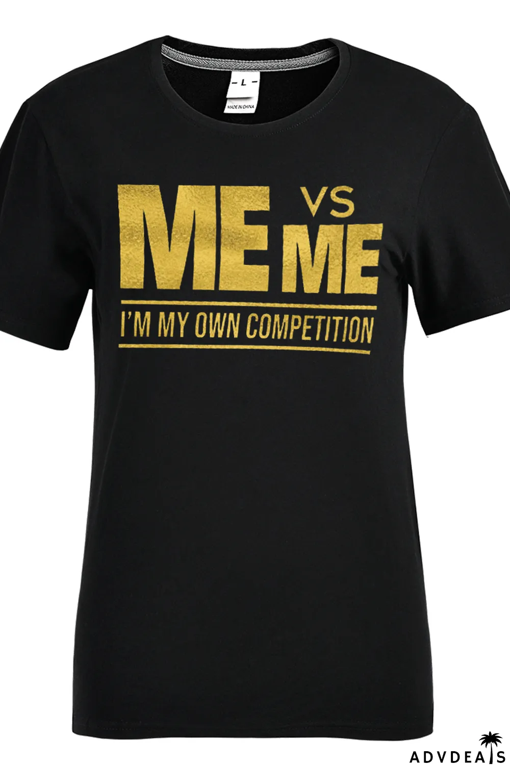 Black Casual Street Print Split Joint Letter O Neck T-Shirts